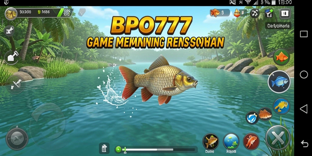 Tampilan gameplay BPO777 dengan aktivitas memancing yang seru.