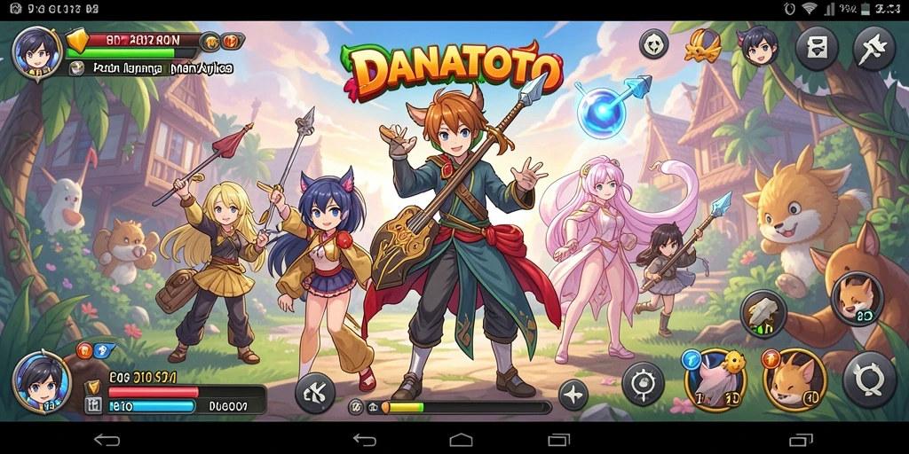 Tampilan gameplay yang menakjubkan dalam DANATOTO dengan karakter anime.