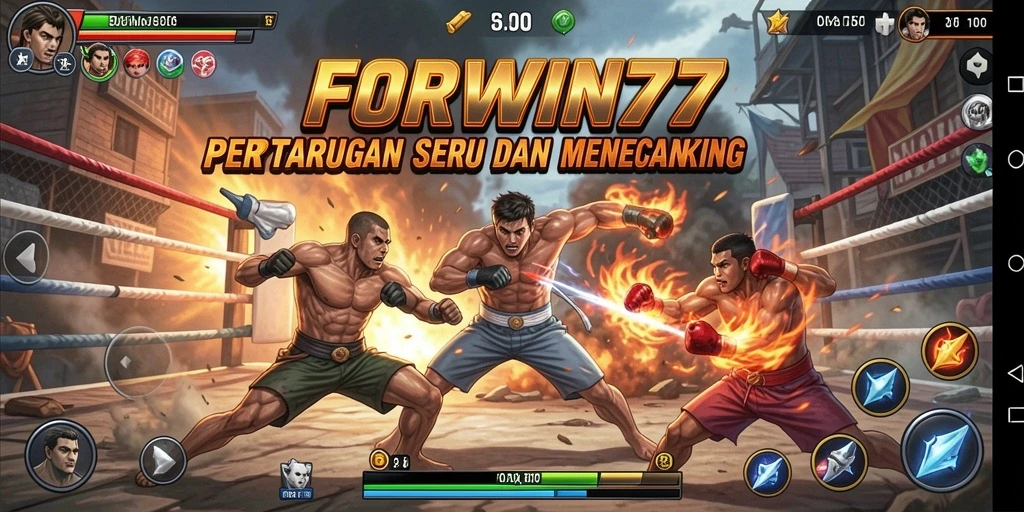 Tampilan pertarungan seru dengan efek visual yang memukau.