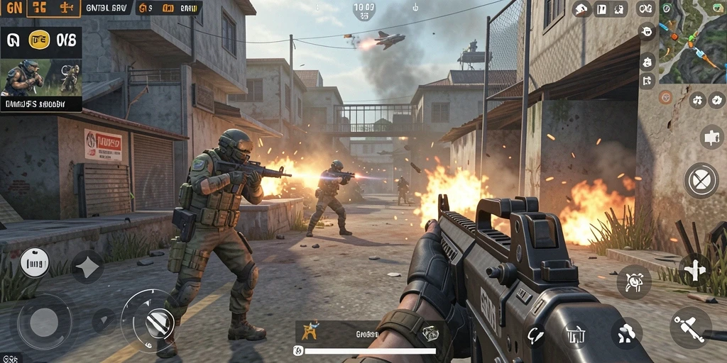 Gameplay seru GN168 dengan aksi tembak-menembak mendebarkan.