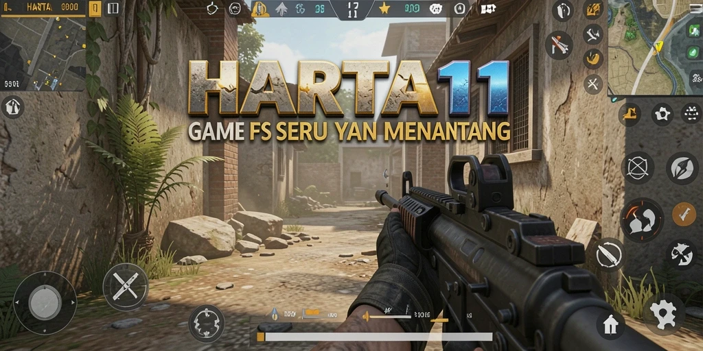 Screenshot gameplay HARTA11 menampilkan aksi tembak-menembak yang intens dan seru.