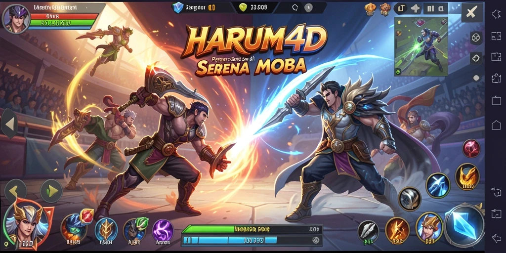 Tampilan seru gameplay MOBA di HARUM4D.
