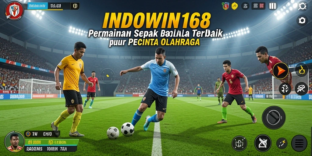 Screenshot gameplay mengasyikkan dari INDOWIN168 dengan aksi sepak bola intens.