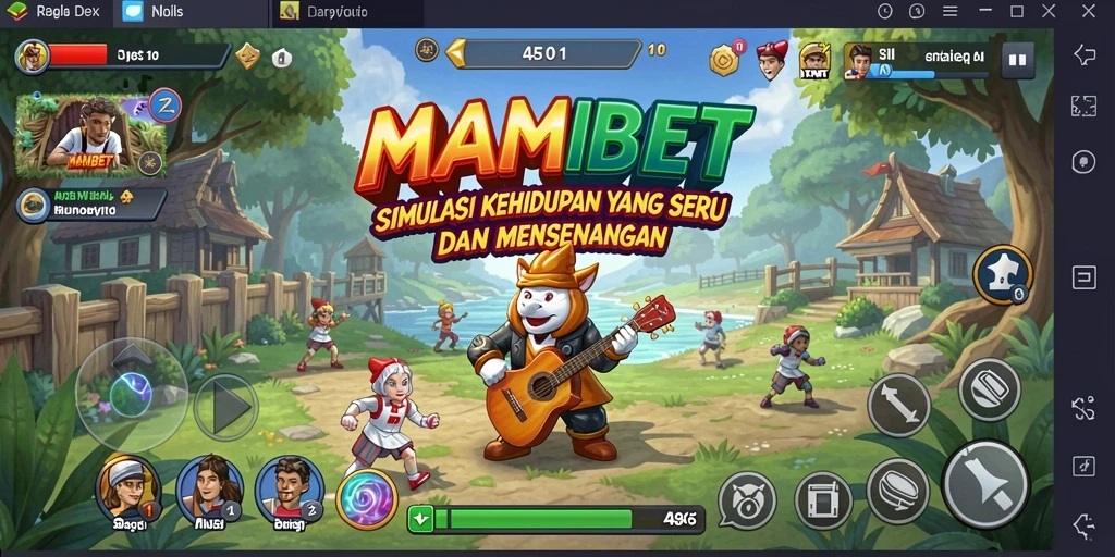 Gameplay seru dalam MAMIBET yang menunjukkan kehidupan karakter.
