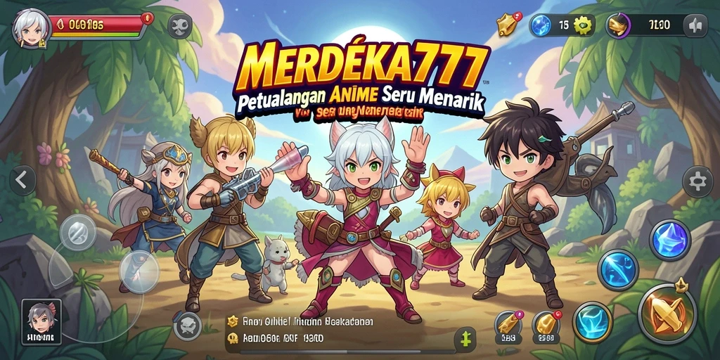 Tampilan gameplay seru dalam MERDEKA777 dengan karakter anime.