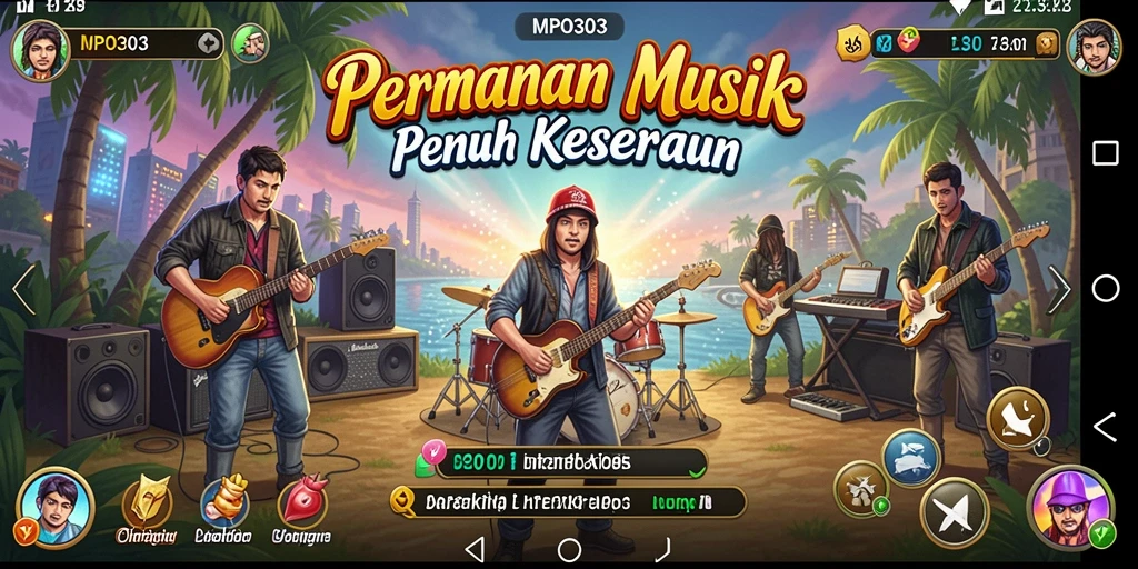 Screenshot gameplay MPO303 menampilkan permainan musik interaktif yang menyenangkan.