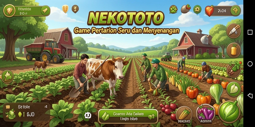Tampilan menarik gameplay Farming di NEKOTOTO yang penuh warna.