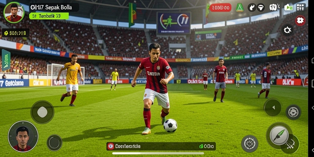 Tampilan gameplay OLX17 yang memukau dengan aksi sepak bola seru.
