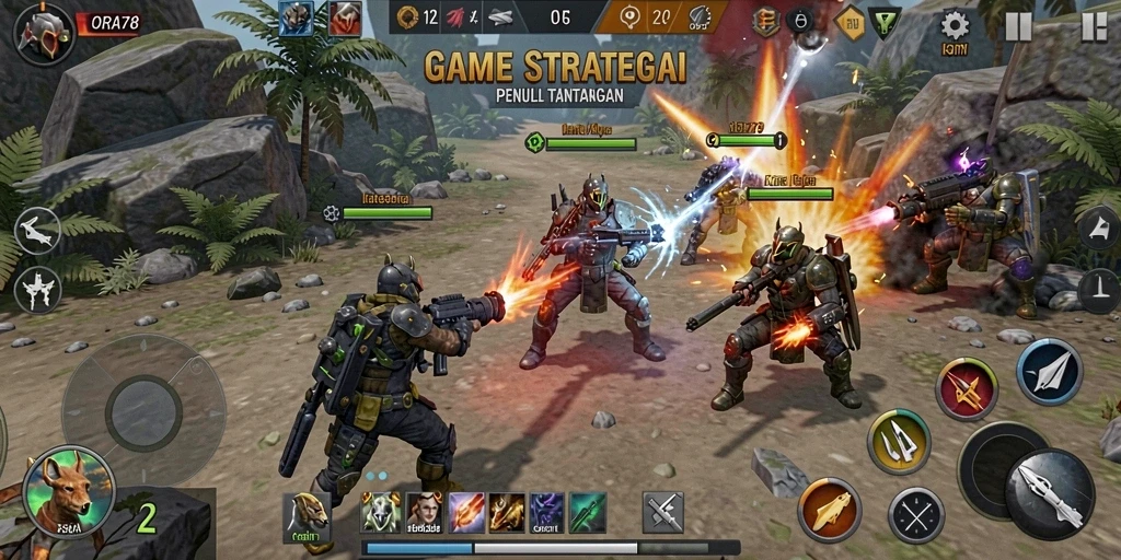 Tangkapan layar utama gameplay ORA78 menampilkan aksi strategis yang mendebarkan.