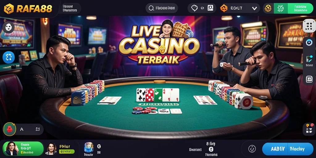 Tampilan mendebarkan dari gameplay Live Casino di RAFA88.