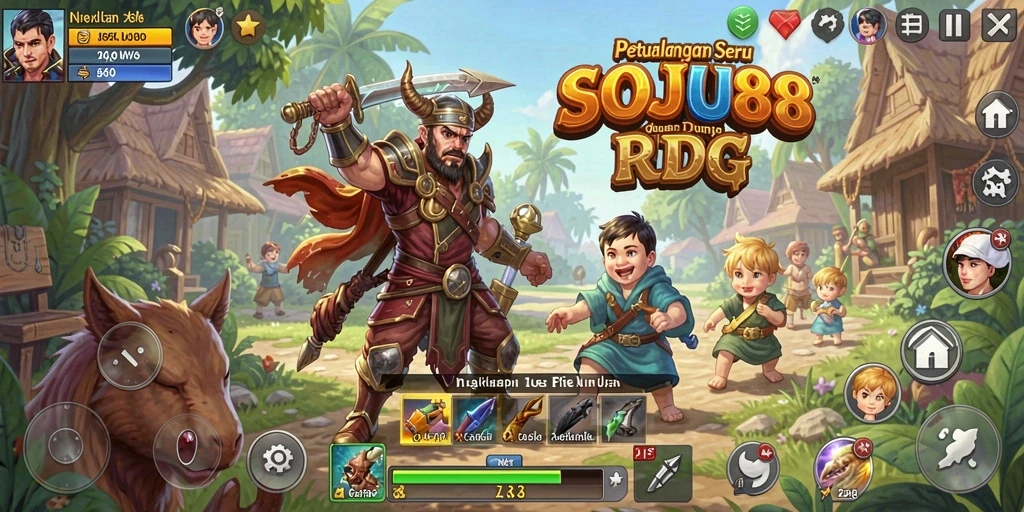 Tampilan gameplay SOJU88 yang epik dan penuh aksi RPG.