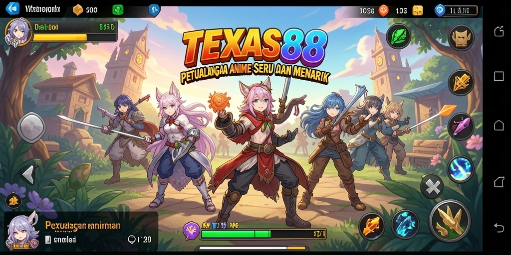 Tampilan gameplay menarik dari TEXAS88 dengan karakter anime yang menawan.