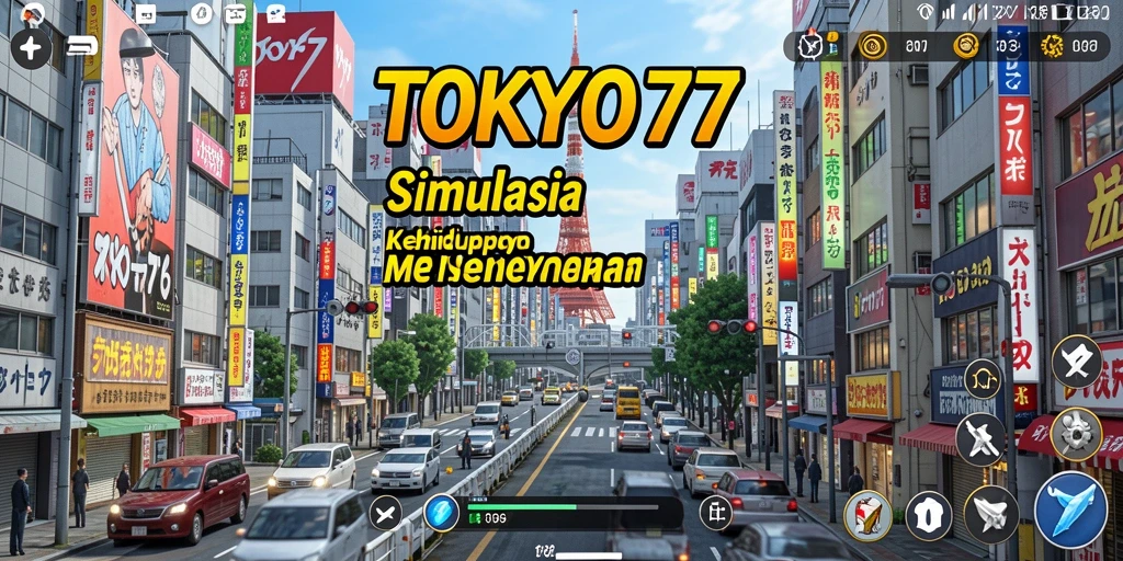 Screenshot gameplay TOKYO77 yang menampilkan kehidupan sehari-hari di Tokyo.