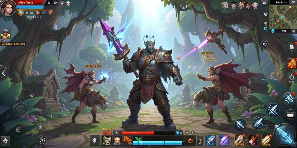 Screenshot utama UH77 menampilkan pertarungan seru di dunia MMORPG.