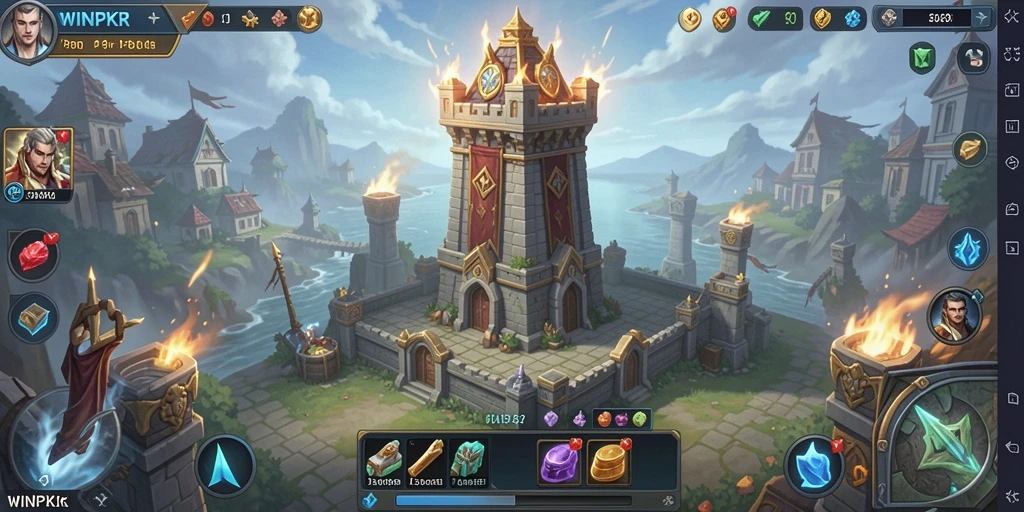 Tampilan gameplay menara pertahanan WINPKR yang mendebarkan.