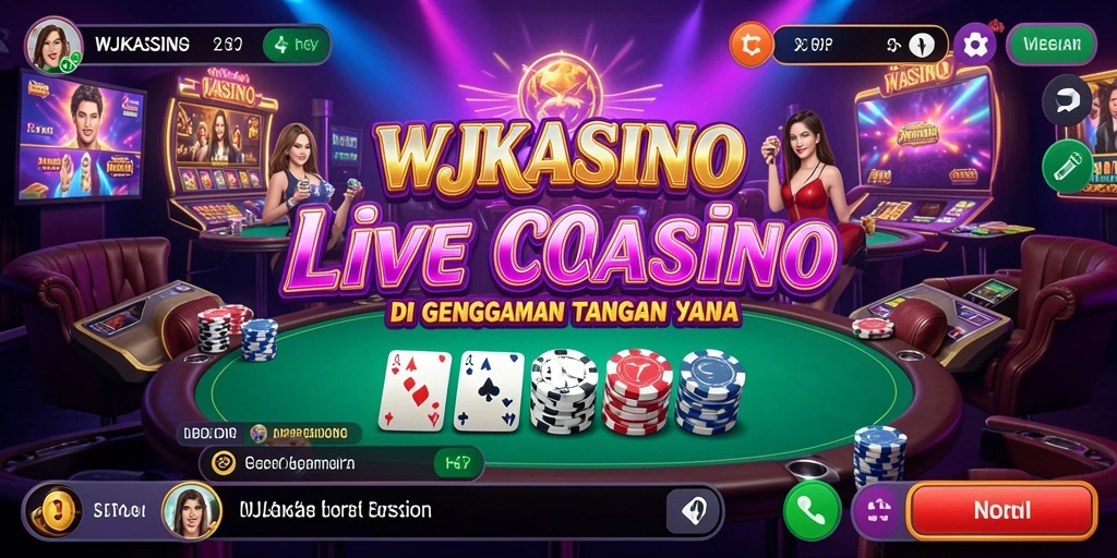 Screenshot gameplay WJKASINO menampilkan dealer langsung dan suasana kasino yang mendebarkan.
