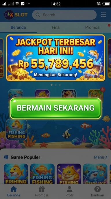 Screenshot aplikasi olxslot dengan antarmuka yang menarik.